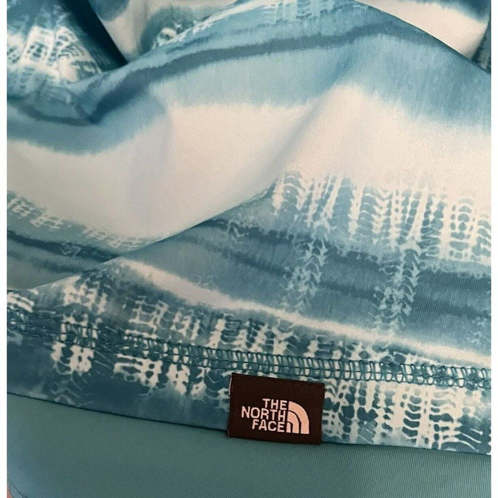THE NORTH FACE Green Striped Print Echo Lake Halter Swim Dress Size XSmall Logo - Picture 7 of 10